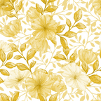 golden yellow, cream, floral pattern, large flowers, botanical design, leaves, branches, monochromatic, watercolor style, seamless repeat,, fabric panel, warm tones, vintage blooms, delicate petals, flowing vines, soft texture, country flowers, nature motif, feminine design