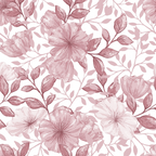 pink flowers, mauve, dusty rose, floral pattern, botanical design, large blooms, leaves, branches, watercolor style, soft pastels, feminine, romantic,, fabric panel, seamless repeat, delicate flowers, garden motif, blush tones, flowing vines, country style