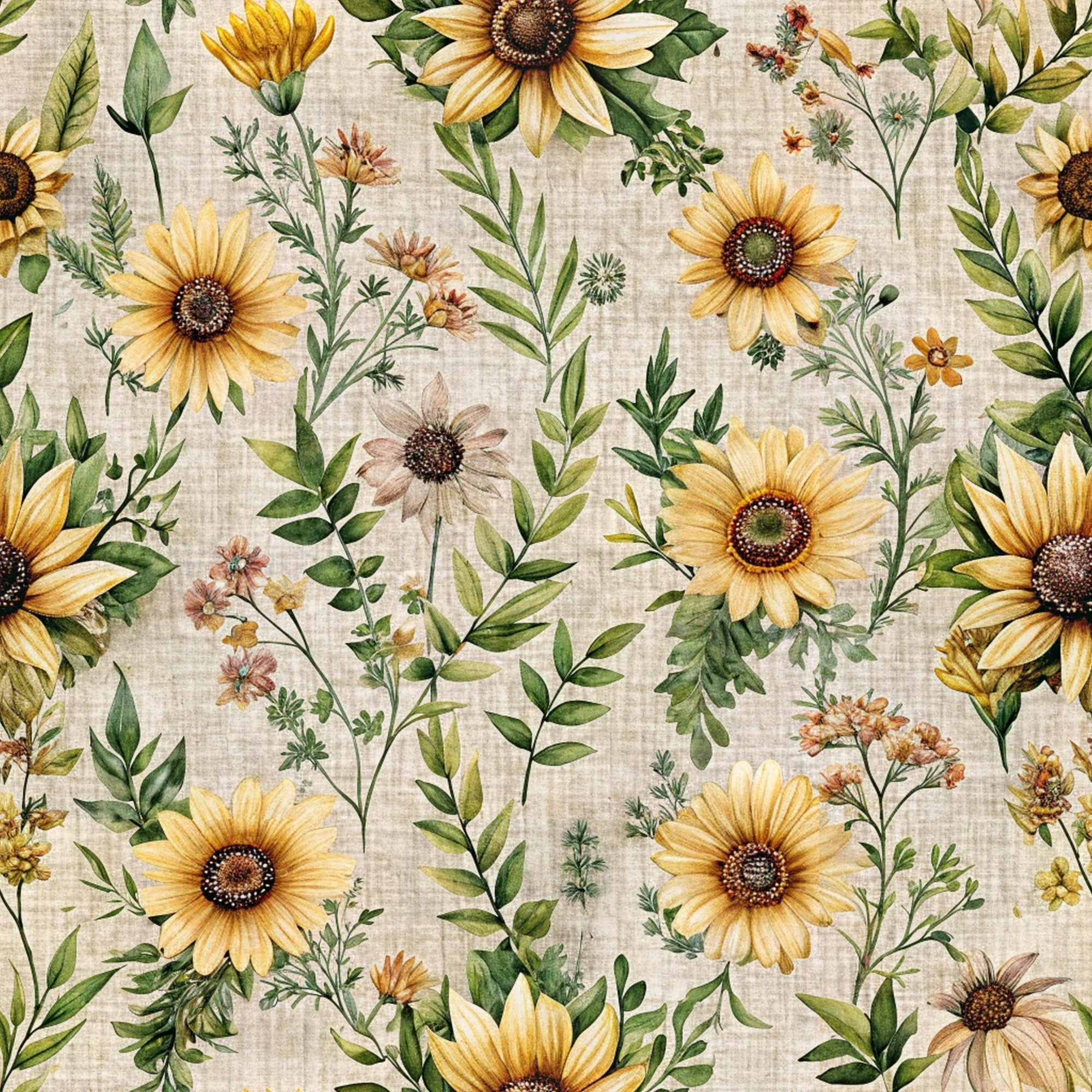 Sunflower Linen Pattern 6 Minky Fabric
