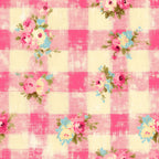 Faded Gingham Blooms Pattern 15 Minky Fabric