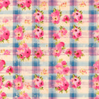 Faded Gingham Blooms Pattern 2 Minky Fabric