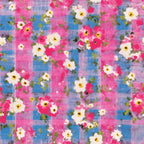 Faded Gingham Blooms Pattern 3 Minky Fabric