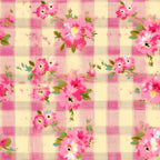 Faded Gingham Blooms Pattern 4 Minky Fabric
