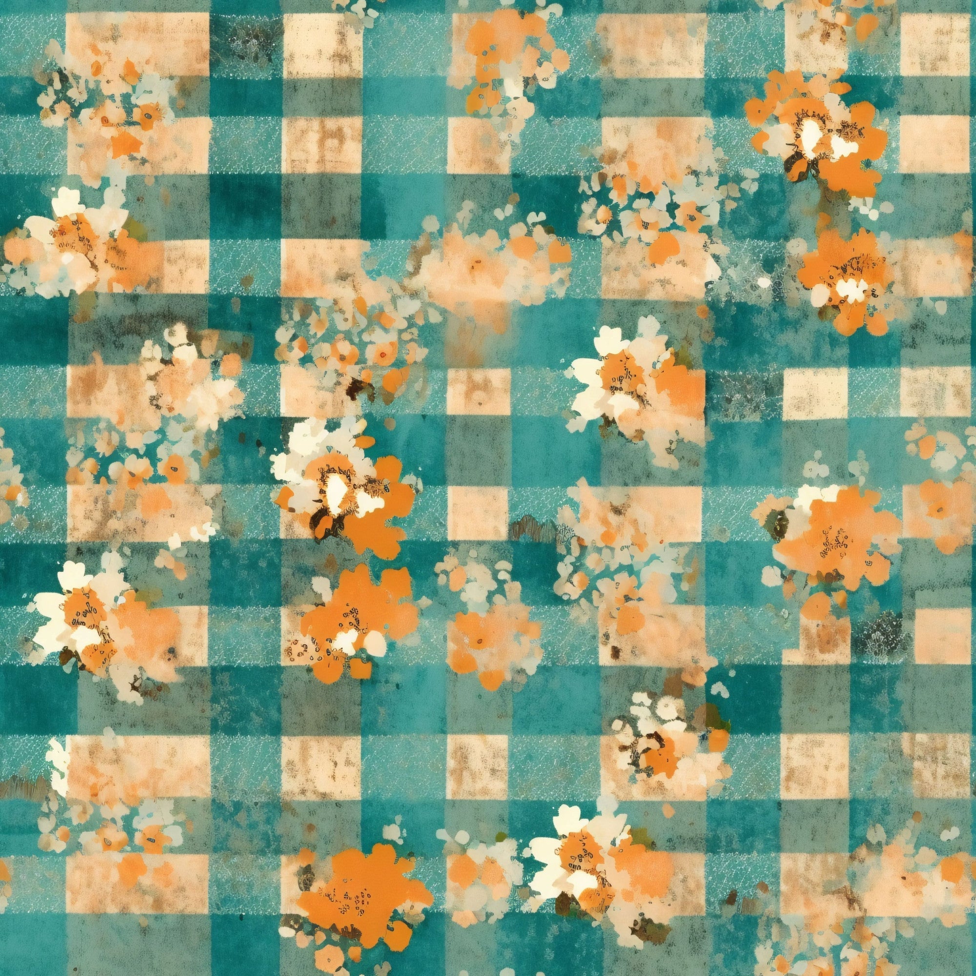 Country Grunge Plaid Florals Pattern 12 Minky Fabric