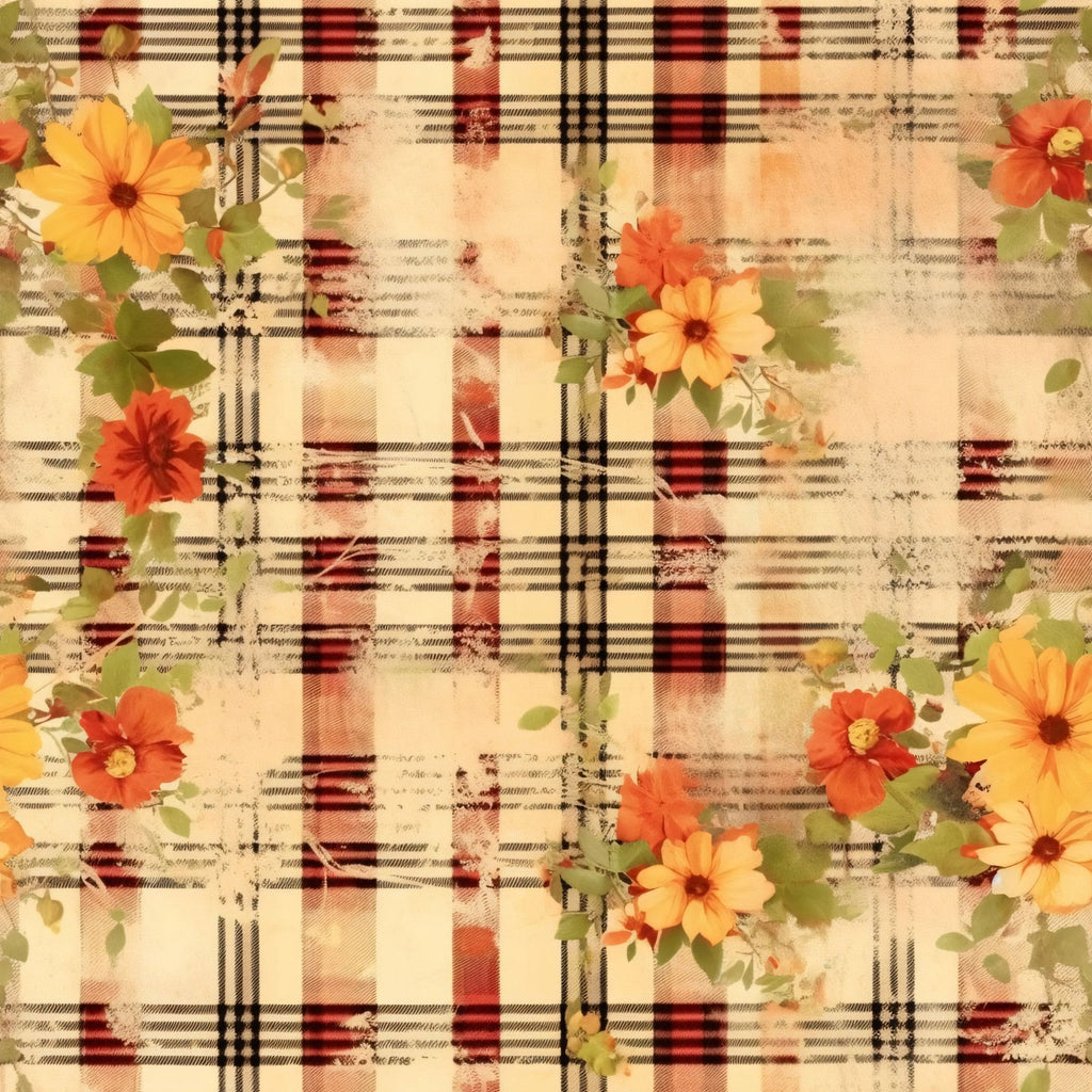 Country Grunge Plaid Florals Pattern 13 Minky Fabric