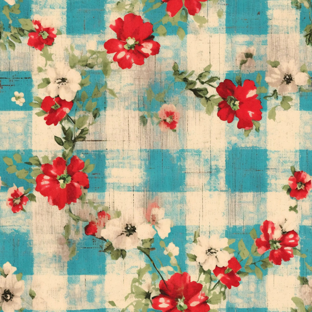 Country Grunge Plaid Florals Pattern 3 Minky Fabric
