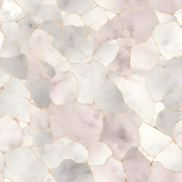 cracked marble, stone pattern, neutral tones, beige, cream, gray, white, pink blush, gold veining, abstract geometric, mosaic design, natural stone,, fabric panel, soft pastels, organic shapes, irregular fragments, luxurious texture, contemporary style, elegant pattern