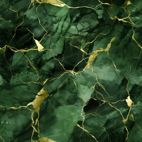 green marble, emerald green, forest green, gold veining, cracked marble, marble texture, stone pattern, natural stone, luxurious fabric,, fabric panel, geological pattern, mineral veins, abstract design, sophisticated colors, rich green tones, marbled effect, elegant pattern, cotton fabric, quilting material