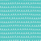 turquoise, teal, white, hand-drawn loops, curvy lines, abstract doodles, whimsical pattern, continuous spirals, flowing design,, fabric panel, playful style, repetitive motif, wavy borders, decorative swirls, modern pattern, craft fabric, sewing material