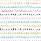 curvy lines, squiggly doodles, pink loops, turquoise swirls, yellow curves, black scribbles, abstract pattern, hand drawn, whimsical design, continuous loops, wavy borders, colorful stripes, playful motifs,, fabric panel, modern geometric, casual style, craft supplies