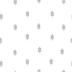 white background, black outline, geometric trees, minimalist design, scattered pattern, simple triangles, monochrome, line art, modern style,, fabric panel, clean design, repetitive motif, contemporary pattern, crafting material, sewing fabric, pine trees, forest theme