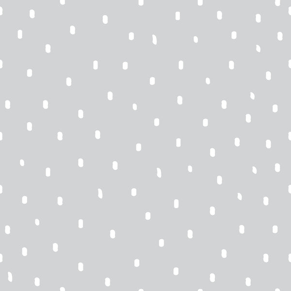 light gray, white dots, polka dot pattern, scattered spots, small circles, random placement, geometric design, simple pattern, cotton fabric, quilting material, neutral colors, minimalist style, subtle texture, crafting fabric, sewing material, monochromatic scheme