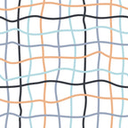 wavy lines, curved stripes, geometric pattern, coral orange, soft blue, charcoal black, light gray, intersecting lines,, fabric panel, modern abstract, flowing design, contemporary pattern, undulating grid, pastel colors, textile design, crafting material, sewing fabric, organic shapes