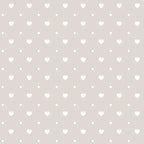 beige, taupe, white hearts, small dots, polka dots, geometric pattern, repeating motif, pastel colors, neutral tones,, fabric panel, cute design, minimalist style, romantic pattern, soft aesthetic, heart shapes, coordinating prints, crafting material, sewing fabric