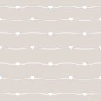 beige, taupe, cream, white hearts, wavy lines, geometric pattern, minimalist design, soft pastel, neutral tones,, fabric panel, delicate motif, romantic theme, subtle texture, crafting material, sewing fabric, gentle curves, heart shapes, muted palette