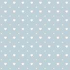 soft blue, pastel blue, white hearts, polka dots, geometric pattern, romantic design, sweet motif, repeating pattern,, fabric panel, nursery theme, baby fabric, delicate design, minimalist style, soft palette, heart shapes, dotted background, gentle pattern, crafting material, sewing fabric