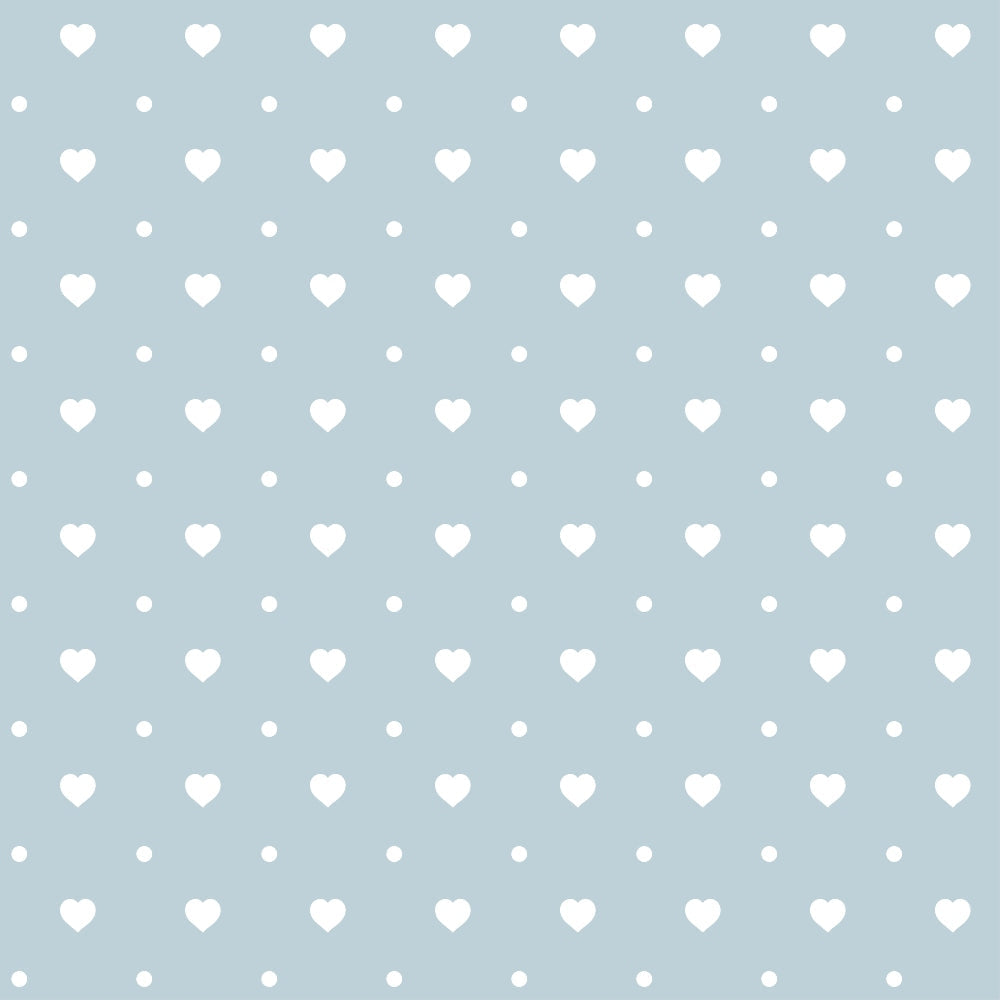soft blue, pastel blue, white hearts, polka dots, geometric pattern, romantic design, sweet motif, repeating pattern,, fabric panel, nursery theme, baby fabric, delicate design, minimalist style, soft palette, heart shapes, dotted background, gentle pattern, crafting material, sewing fabric