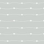 sage green, mint green, pastel colors, white hearts, wavy lines, geometric pattern, repeating design, soft colors, minimalist style,, fabric panel, romantic motifs, delicate pattern, love theme, gentle curves, nursery decor, crafting material, sweet design, subtle texture, modern aesthetic