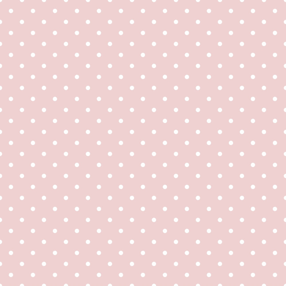 pastel pink, white polka dots, small dots, regular pattern, soft pink background, minimalist design, simple geometric, sweet aesthetic,, fabric panel, delicate pattern, feminine colors, nursery fabric, baby quilt, crafting material, sewing fabric, repeating motif, gentle mood, vintage inspired
