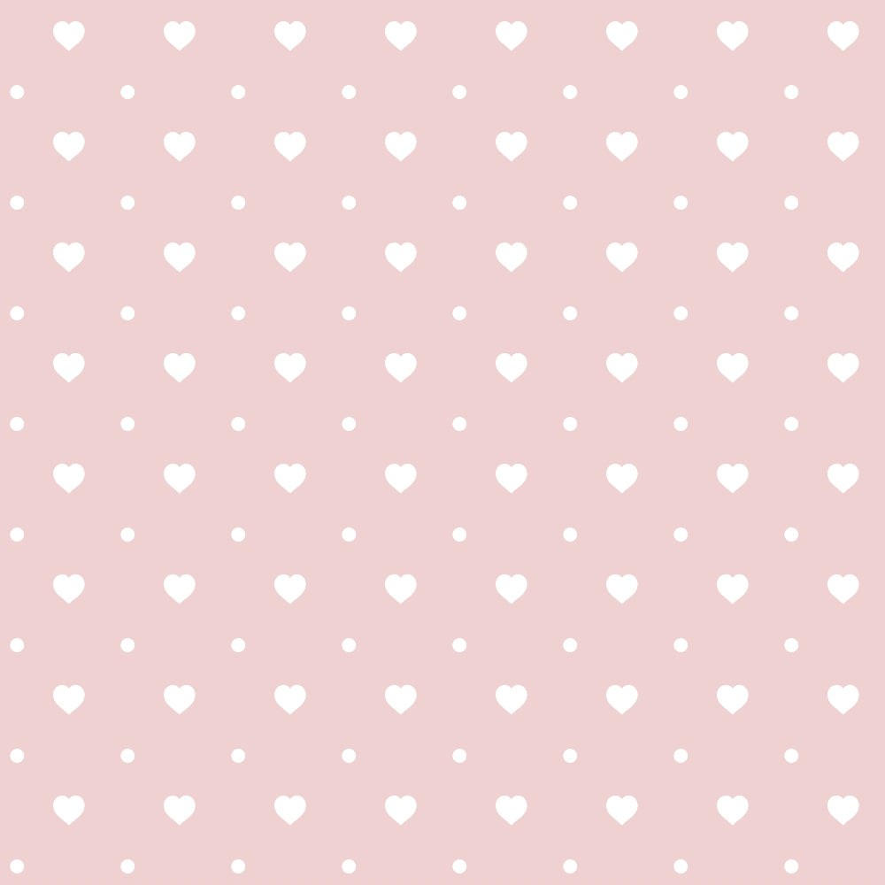 pastel pink, white hearts, small dots, polka dots, repeating pattern, romantic design, sweet motif,, fabric panel, geometric hearts, minimalist pattern, soft pink background, valentine theme, love symbols, nursery fabric, delicate design, feminine style, craft fabric, sewing material