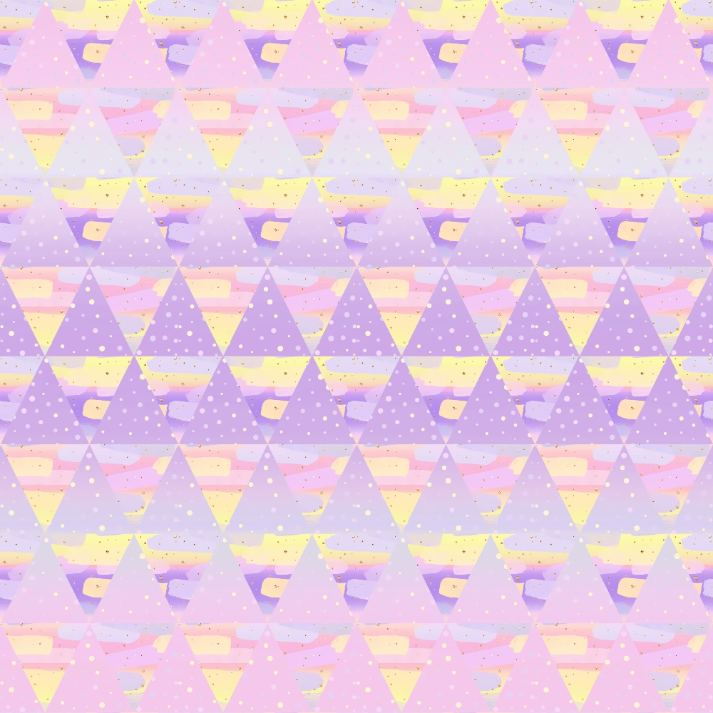 lavender, lilac, pale yellow, cream, soft pink, triangular pattern, geometric design, whimsical, dreamy, pastel colors,, fabric panel, delicate dots, fairy tale, magical, sweet, nursery theme, cotton fabric, repeating pattern, soft texture
