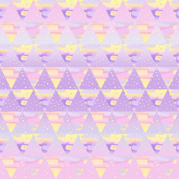 lavender, lilac, pale yellow, cream, soft pink, triangular pattern, geometric design, whimsical, dreamy, pastel colors,, fabric panel, delicate dots, fairy tale, magical, sweet, nursery theme, cotton fabric, repeating pattern, soft texture