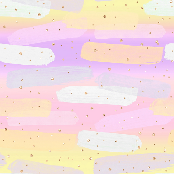 pastel colors, soft pink, lavender purple, pale yellow, mint green, cloud pattern, whimsical clouds, gold glitter dots, sparkle accents, fairy tale theme, dreamy atmosphere, cotton fabric, quilting panel, nursery decor, baby fabric, magical sky, watercolor style, celestial design, craft fabric, sewing material