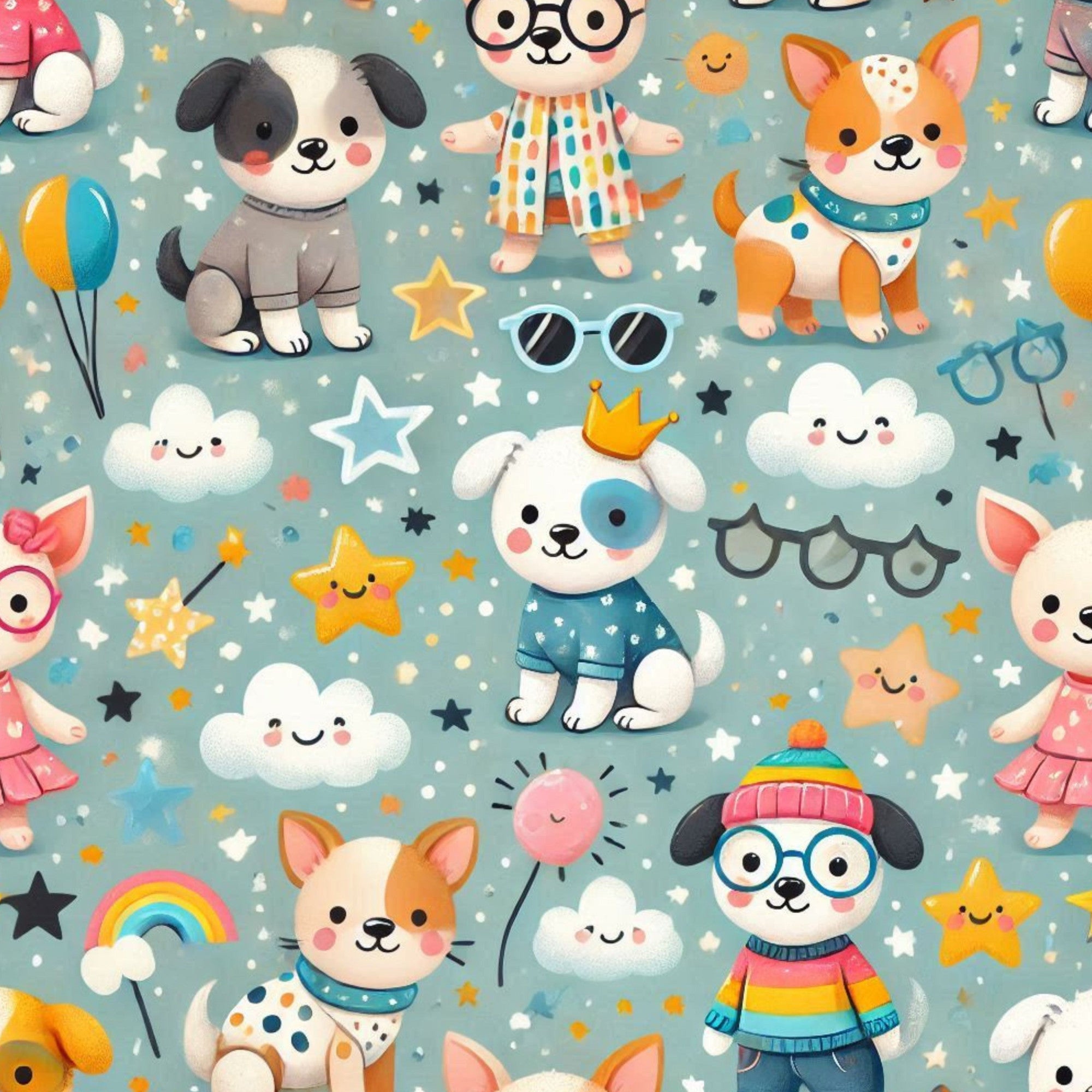 Cubist Canines Pattern 4 Minky Fabric