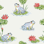 Cute Frog and Lily Pad Pattern 1 Minky Fabric