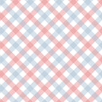 peach puff, coral pink, powder blue, white, diagonal gingham, checkered pattern, plaid design, geometric squares, diagonal stripes, pastel colors, soft hues,, fabric panel, sweet aesthetic, baby colors, nursery theme, spring colors, woven look, repeating pattern, crafting material