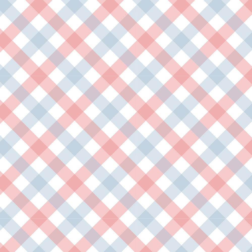 peach puff, coral pink, powder blue, white, diagonal gingham, checkered pattern, plaid design, geometric squares, diagonal stripes, pastel colors, soft hues,, fabric panel, sweet aesthetic, baby colors, nursery theme, spring colors, woven look, repeating pattern, crafting material