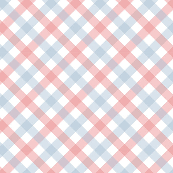 peach puff, coral pink, powder blue, white, diagonal gingham, checkered pattern, plaid design, geometric squares, diagonal stripes, pastel colors, soft hues,, fabric panel, sweet aesthetic, baby colors, nursery theme, spring colors, woven look, repeating pattern, crafting material