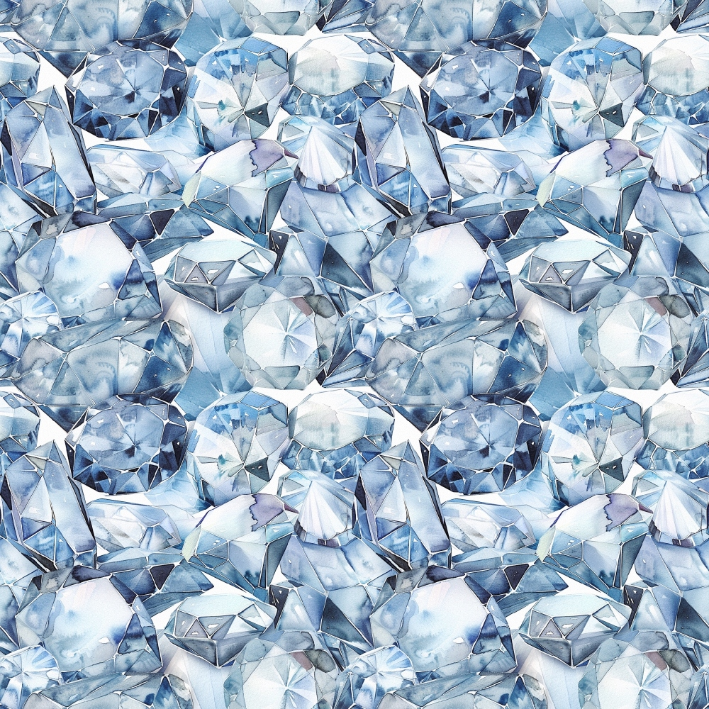 diamond pattern, gemstone design, crystal motifs, light blue, pale blue, white, silver accents, geometric shapes, faceted gems, sparkly texture,, fabric panel, luxurious feel, elegant pattern, prismatic effect, jewel tones, seamless repeat, crafting material, modern style, sophisticated design