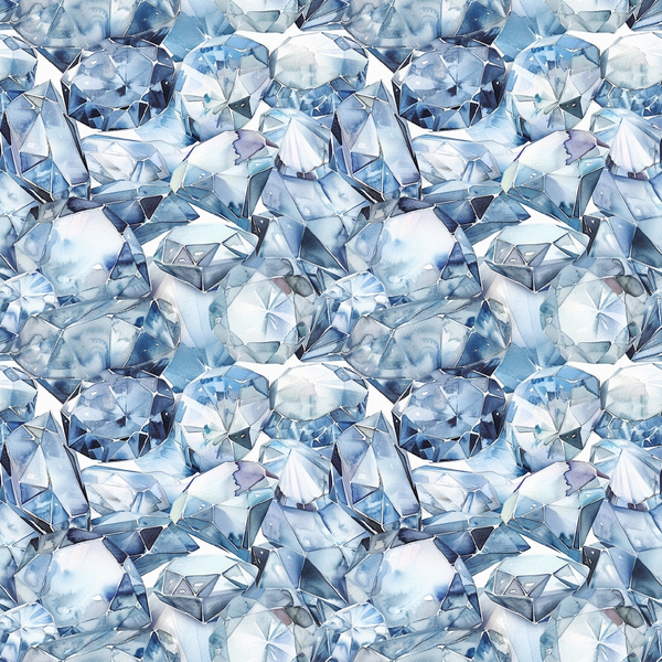 diamond pattern, gemstone design, crystal motifs, light blue, pale blue, white, silver accents, geometric shapes, faceted gems, sparkly texture,, fabric panel, luxurious feel, elegant pattern, prismatic effect, jewel tones, seamless repeat, crafting material, modern style, sophisticated design