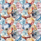diamond pattern, gemstone design, crystal motifs, blue gems, pink diamonds, yellow topaz, clear quartz, red rubies, faceted stones, geometric shapes, repeating pattern, luxurious style, sparkling effect, jewelry inspired, precious stones,, fabric panel, brilliant cut, translucent gems, colorful crystals