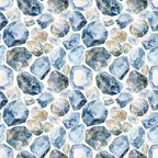 blue, navy blue, light blue, periwinkle, beige, cream, white, gray, watercolor style, gemstones, diamonds, crystals, geometric shapes, faceted gems, precious stones, seamless pattern, repeating design,, fabric panel, mineral pattern, translucent effect, artistic rendering, modern design