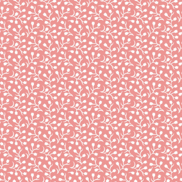 peach, coral pink, white, ditsy flowers, small florals, floral pattern, delicate branches, botanical motifs, repeating design,, fabric panel, feminine, soft pastels, spring flowers, vintage style, cotton fabric, seamless pattern, tiny blooms, romantic, craft fabric