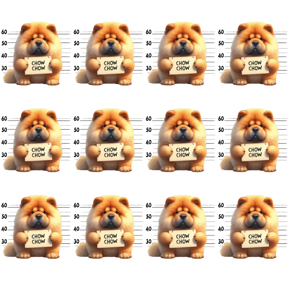 chow chow dogs, mugshot lineup, police lineup, orange fur, tan colors, cream tones, measuring scale, height chart, repeated pattern,, fabric panel, cute dogs, fluffy dogs, prison mugshot, law enforcement theme, playful design, dog breeds, animal fabric, cotton material, novelty print