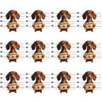 brown, tan, black, orange, dachshund, wiener dog, mugshot, police lineup, height chart, numbers, paw print, cardboard sign, repeating pattern, humorous, playful, novelty print,, fabric panel, dog lover, pet theme