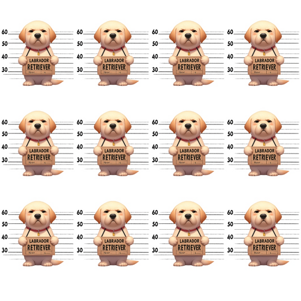 cream, beige, brown, tan, labrador retriever, golden retriever, dog, puppy, mugshot, police lineup, height chart, measurements, repeating pattern, humorous, playful, whimsical,, fabric panel, pet themed, animal print