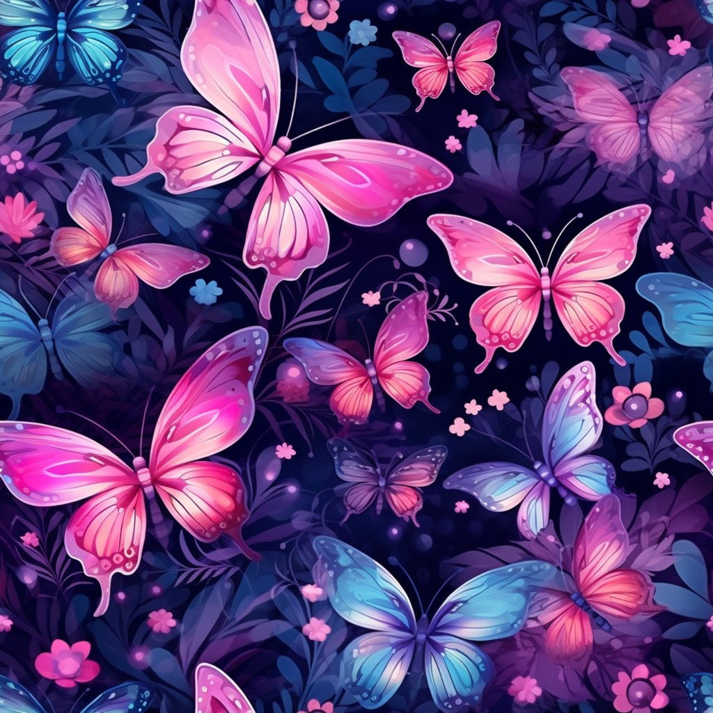 Dreamy Butterflies Purple and Pink Pattern 1 Minky Fabric
