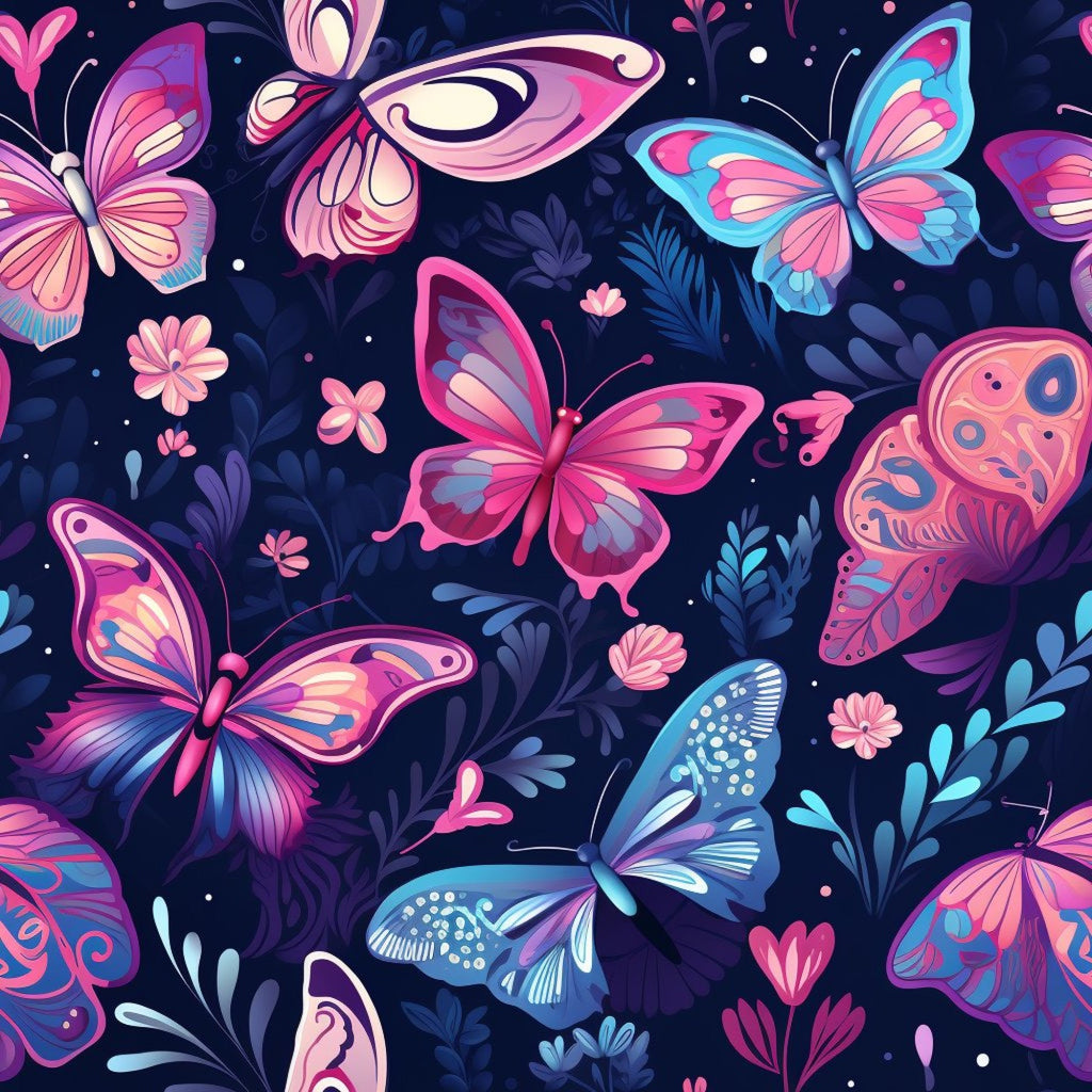 Dreamy Butterflies Purple and Pink Pattern 10 Minky Fabric