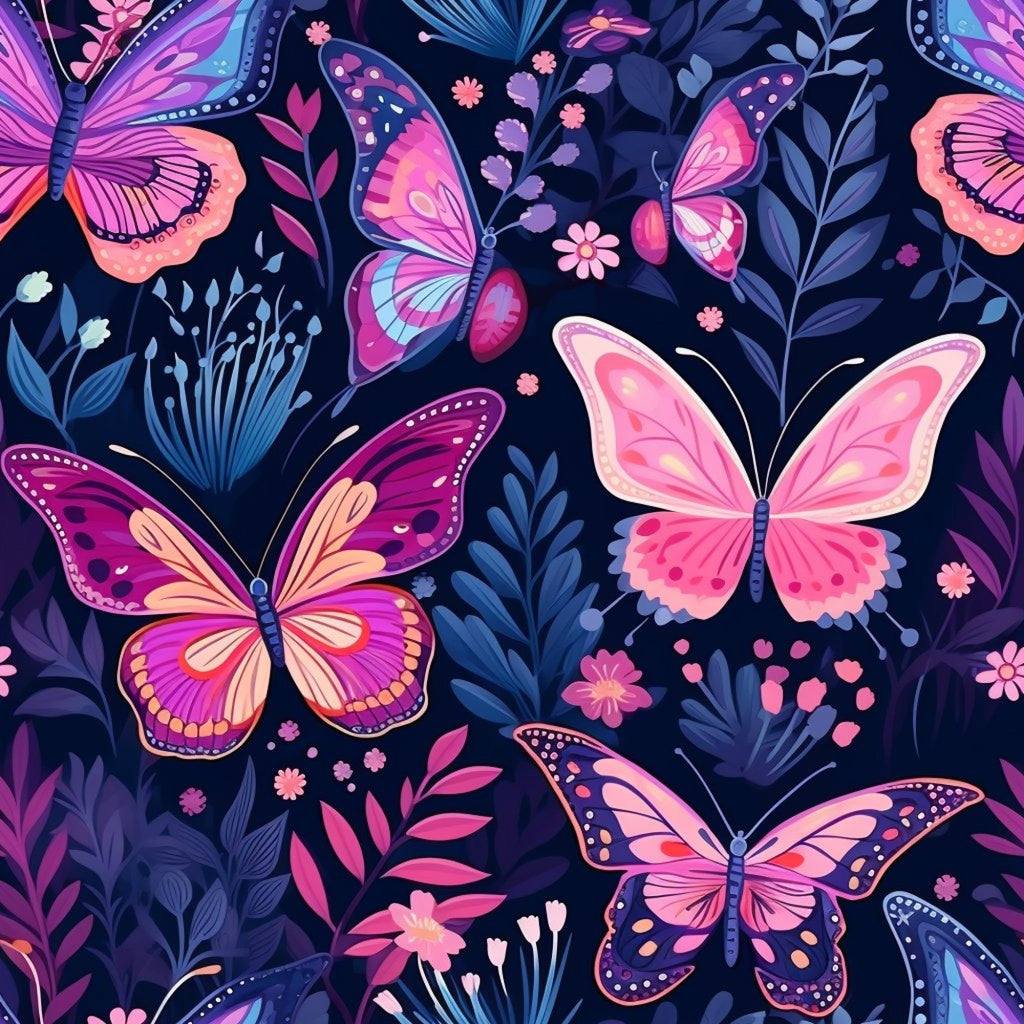 Dreamy Butterflies Purple and Pink Pattern 11 Minky Fabric