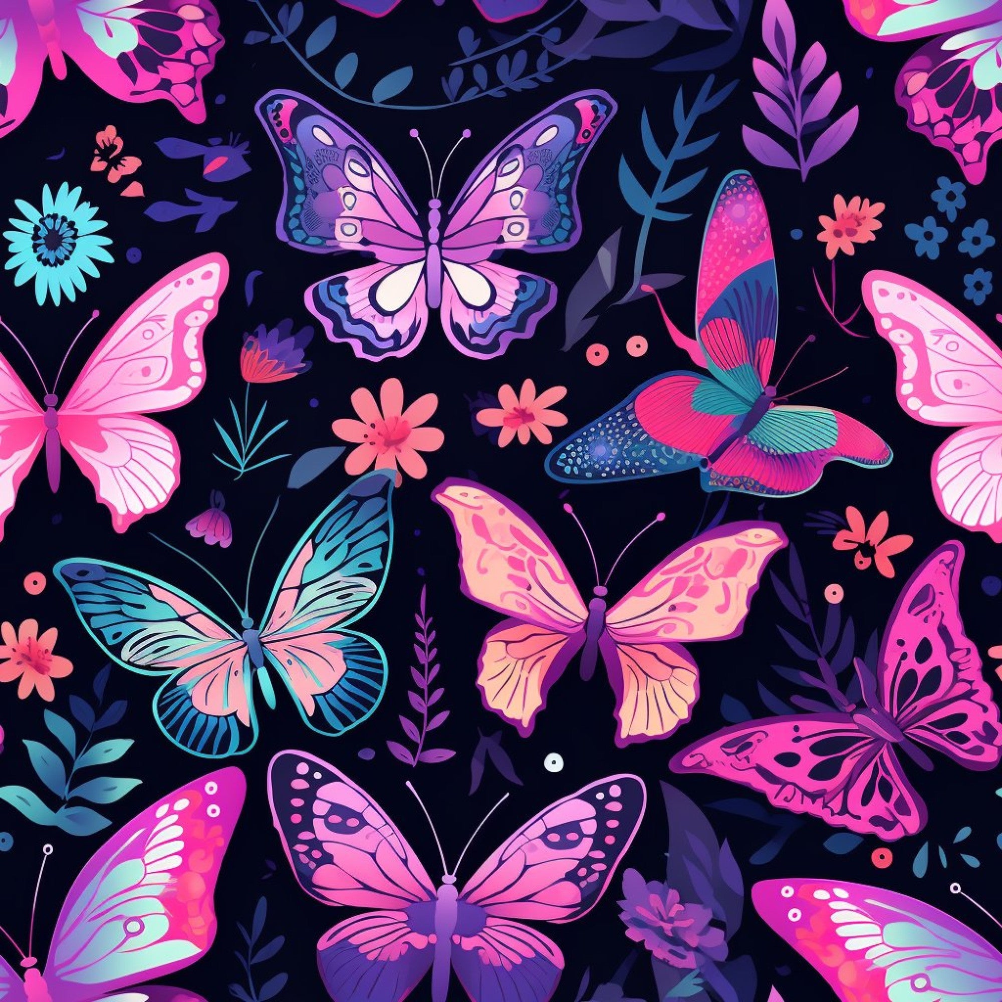 Dreamy Butterflies Purple and Pink Pattern 12 Minky Fabric