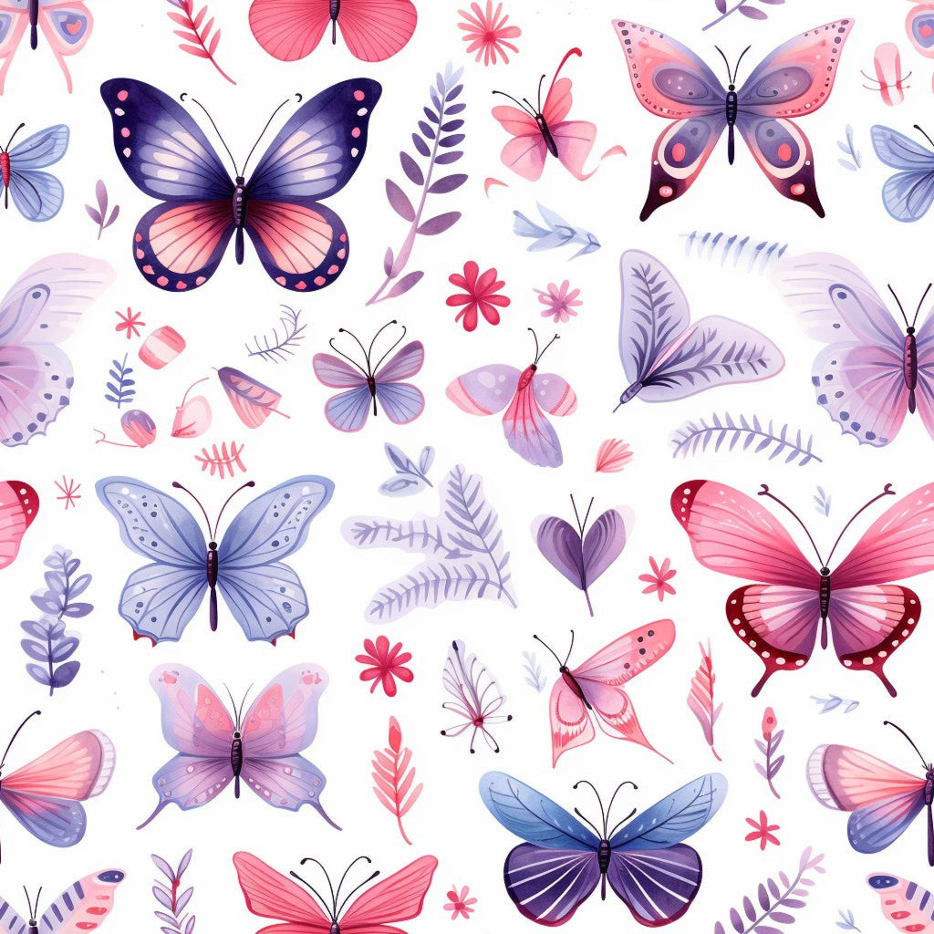 Dreamy Butterflies Purple and Pink Pattern 14 Minky Fabric