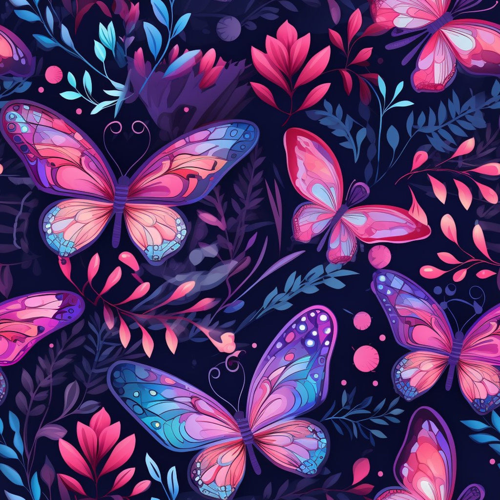 Dreamy Butterflies Purple and Pink Pattern 15 Minky Fabric