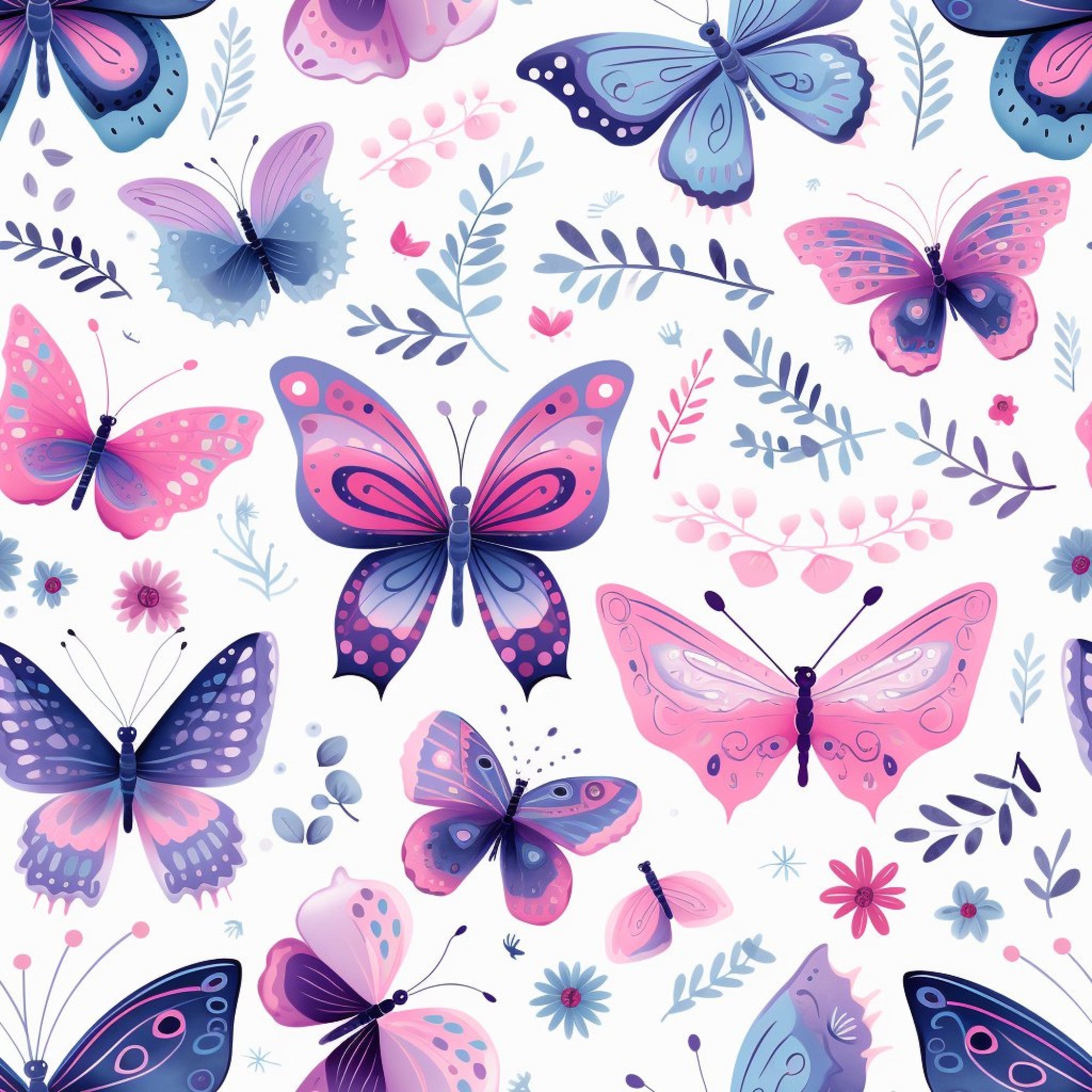 Dreamy Butterflies Purple and Pink Pattern 16 Minky Fabric