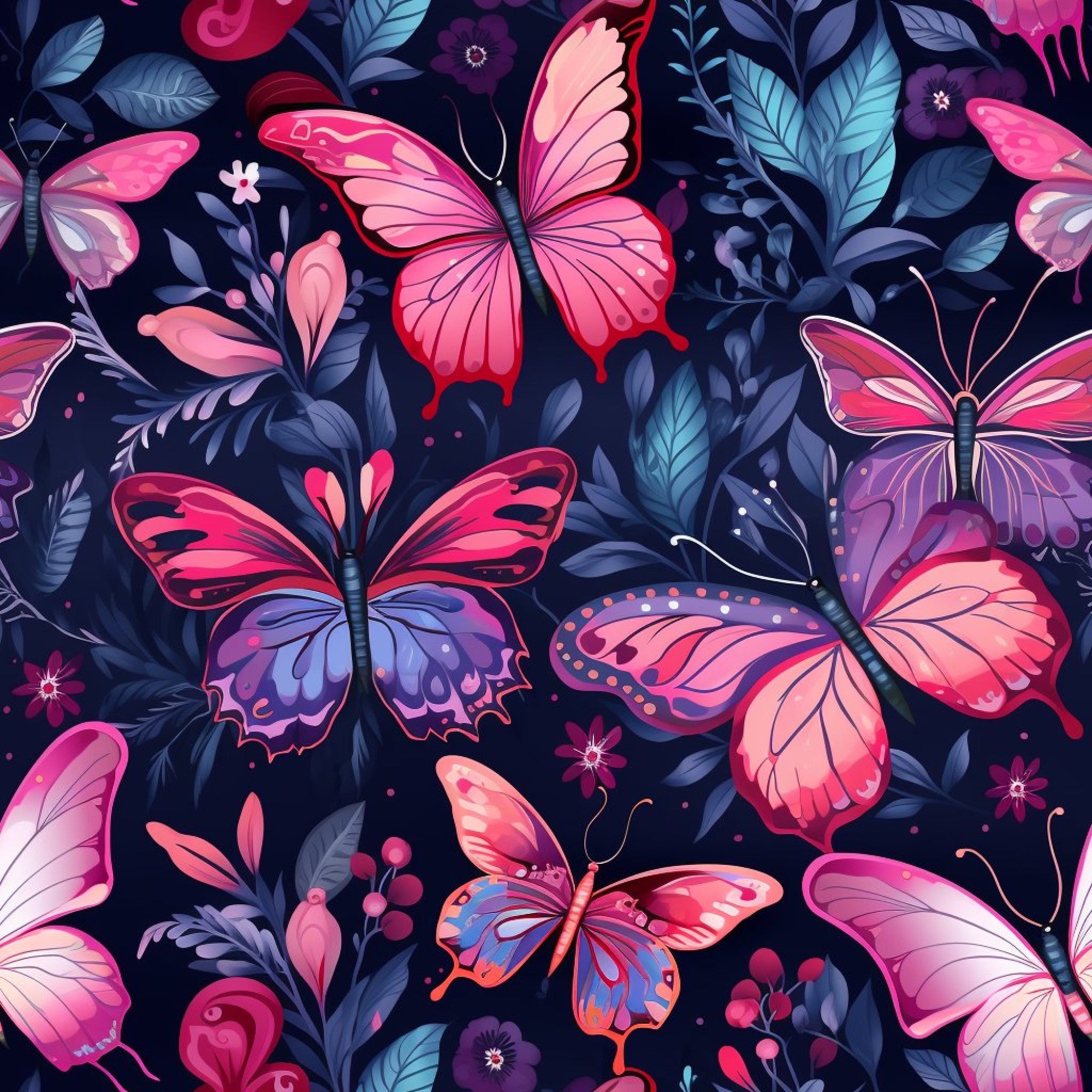 Dreamy Butterflies Purple and Pink Pattern 17 Minky Fabric