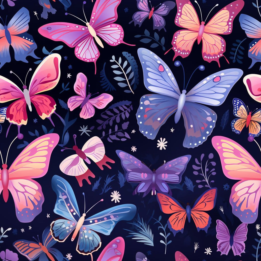 Dreamy Butterflies Purple and Pink Pattern 18 Minky Fabric