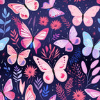 Dreamy Butterflies Purple and Pink Pattern 2 Minky Fabric